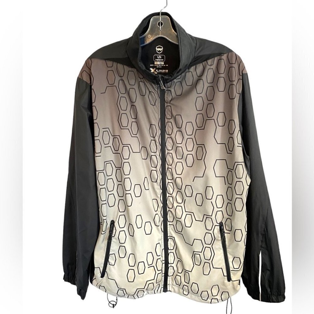 Whiteridge Silver and Black Windbreaker  Jacket Mens Lg X Series